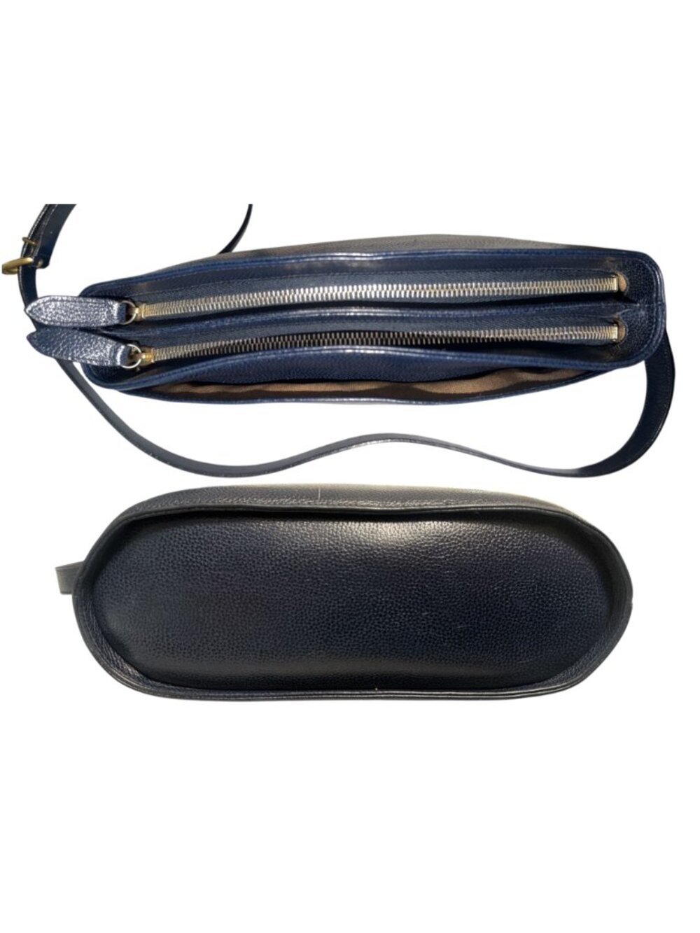 VTG Coach Madison Pierre Bag 4406 Navy Caviar Pebbled Leather Double Zip Italy - Picture 5 of 9